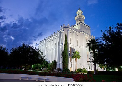 St George Temple At Night