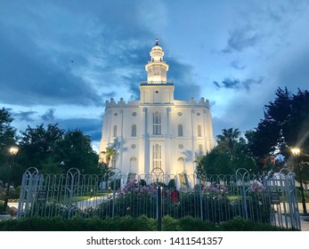 St George Utah Temple At Dusk