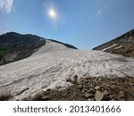St Mary’s Glacier melting under the sun in summer. One of the best hikes near Denver, Colorado, USA