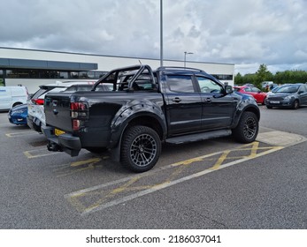 St Helens Merseyside UK 07 03 2022 A Black Ford Ranger Diesel Pickup Truck Modified By Seeker UK Parked In A Carpark.