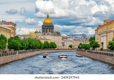 St. Isaac's cathedral and Moyka river, Saint Petersburg, Russia