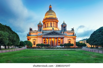 St. Isaac's Cathedral At Night, Saint Petersburg, Russia