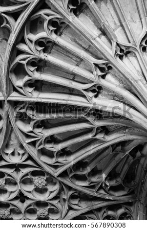 St Johns Church in Cirencester. England.  Stone calved ceiling arch