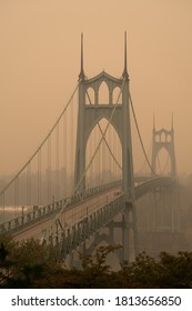 St Johns, Oregon 9/11/2020. Smoke From Oregon Wildfires At 
St Johns Bridge.