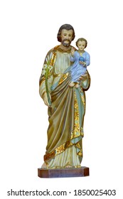 St Joseph Holding The Christ Child Statue Isolated