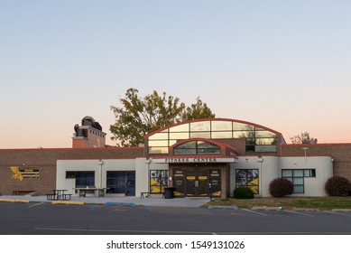 St. Joseph, Missouri / United States Of America - October 26th, 2019 : Fitness Center At The Missouri Western State University Campus.  Exterior At Sunset, MWSU, Baker Family Center