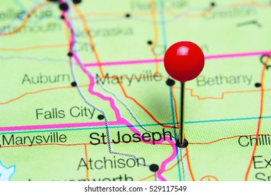 St Joseph Pinned On A Map Of Missouri, USA
