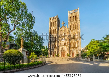 St. Joseph's Cathedral (simply called “Big Church” in Vietnamese), Nha Chung Street near the Hoan Kiem Lake. This is a Roman Catholic cathedral with neo- gothic which was built over 100 year ago.