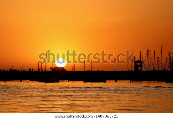 St Kilda Pier Melbourne Sunset People Royalty Free Stock Image