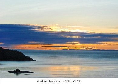 St Lawrence River Joining The Atlantic In Quebec, Canada