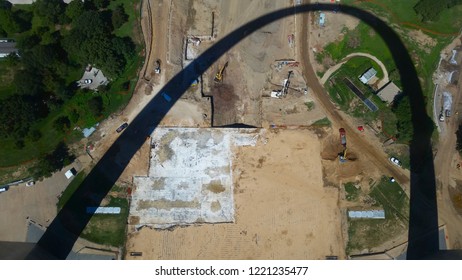 St. Louis Arch In Missouri Shadow On Ground Taken From Arch