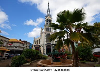 St. Louis Cathedral, Fort de France, in the French Caribbean island of Martinique. It was built in the late 19th-century in the Romanesque Revival style .