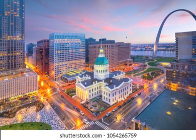 St. Louis downtown skyline at twilight from top view - Powered by Shutterstock