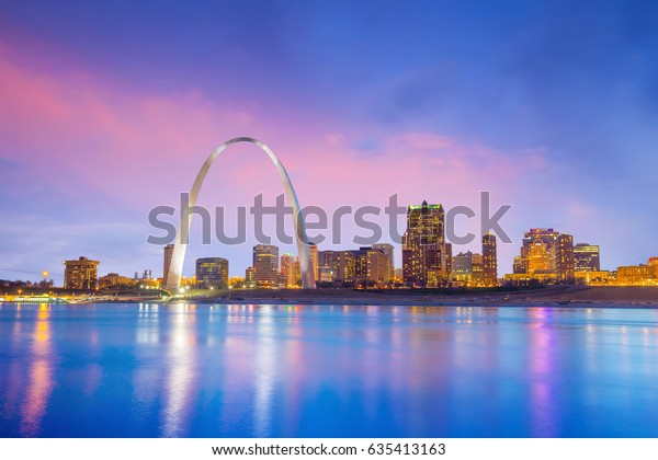 St. louis downtown  at\
twilight in USA