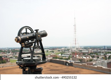 St. Louis, MO - August 28, 2015. Old Theodolite In The City Museum 