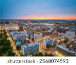 St. Louis, MO, USA downtown city apartment blocks at dusk.