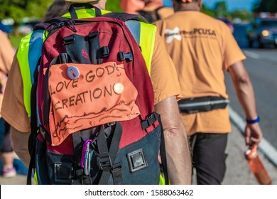 St. Louis, MO / USA - Jun 15, 2019: Walk For A Fossil Free PC(USA), To Urge The Presbyterian Church (USA) To Divest From Fossil Fuel Companies. 