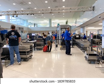 St. Louis, MO/USA - 10/2/20:  The TSA Security At St. Louis, MO Lambert International Airport STL.