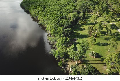 St Lucie River Aerial  View With Some Trees.