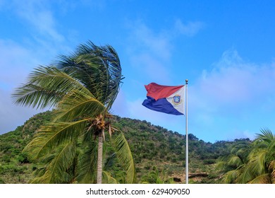 St. Maarten Flag With Palm Tree