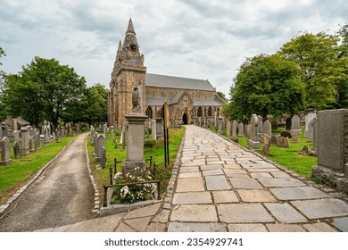 St. Machar's Cathedral with cemetery at its gates and medieval construction, Aberdeen, Scotland.