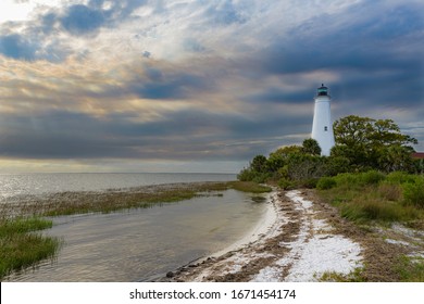 St. Marks Lighthouse located in the St. Marks National Wildlife Refuge in Northwest Florida, USA. 
