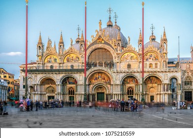 St. Mark's square (San Marco) is the tourist heart of Venice with iconic sights of St. Mark's basilica, campanile (cathedral tower) and Doge's Palace (05/04/2018)