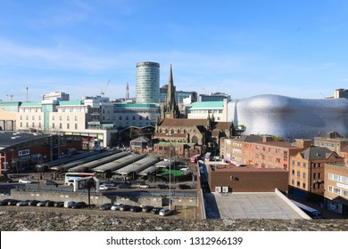 St Martins Church surrounded by the Bullring shopping centre and Rag market. Birmingham City Centre. taken 14th February 2019. 24mp