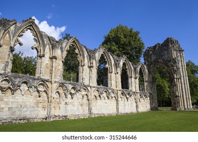 St. Marys Abbey Ruins Situated In Museum Gardens In York, England.