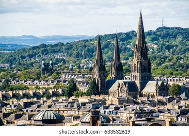 The St. Marys Cathedral And City Of Edinburgh That Taken From The Edinburgh Castle.