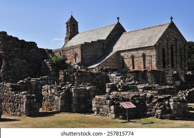 St. Mary's Church And The Ruins Of The Benedictine Monastery Of Lindisfarne, Lindisfarne, Northumbria, England, United Kingdom, Europe