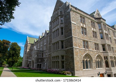 St. Mary's Hall with Collegiate Gothic style in Boston College. Boston College is a private university established in 1863 in Chestnut Hill, Newton, Massachusetts MA, USA. - Shutterstock ID 1715863414