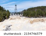 The St Maurice river at the Shawinigan devil’s hole during the spring floods.