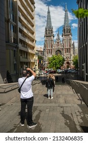 St. Nicholas Roman Catholic Church At Sunny Spring Day In Kyiv, May 2021