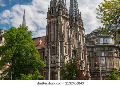 St. Nicholas Roman Catholic Church At Sunny Spring Day In Kyiv, May 2021