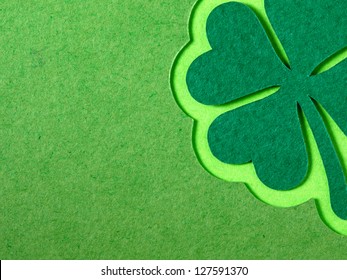 St. Patrick Clover Cut From Paper. Greeting Card. Paper Craft.