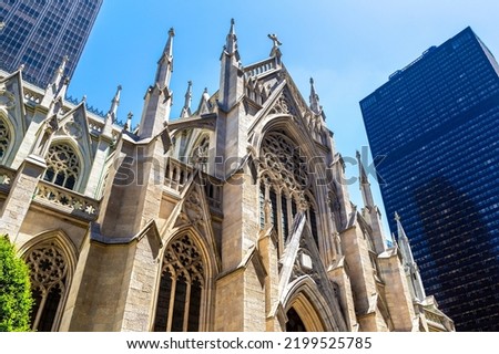 St. Patrick's Cathedral in New York City, USA in a sunny day