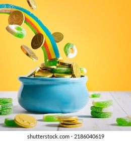 St Patrick's Day themed gummi rings and chocolate coins cascadin - Powered by Shutterstock