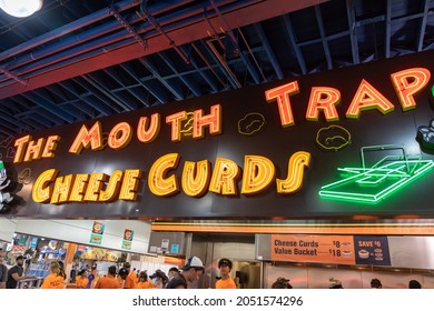 St. Paul, Minnesota - August 30, 2021: The Mouth Trap Cheese Curds Vendor Booth At The Minnesota State Fair