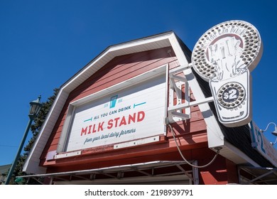 St. Paul, Minnesota - September 3, 2022: The All You Can Drink Milk Booth At The Minnesota State Fair