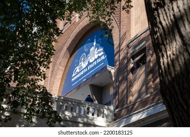 St. Paul, Minnesota - September 3, 2022: Logo And Sign For The Minnesota State Fair, At The Grandstand Arena