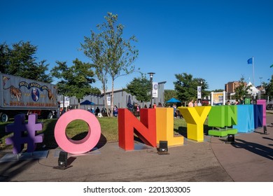 St. Paul, Minnesota - September 3, 2022: Rainbow Colorful Only In MN Letters At The Minnesota State Fair