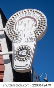 St. Paul, Minnesota - September 3, 2022: The All You Can Drink Milk Booth At The Minnesota State Fair