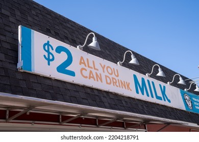 St. Paul, Minnesota - September 3, 2022: The All You Can Drink Milk Booth At The Minnesota State Fair