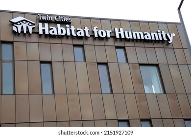 ST PAUL, MINNESOTA USA - APRIL 02, 2022: Twin Cities Habitat For Humanity Office Building Providing Affordable Homes.