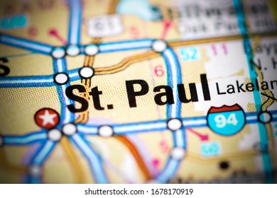 St. Paul. Minnesota. USA On A Map