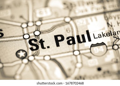 St. Paul. Minnesota. USA On A Map