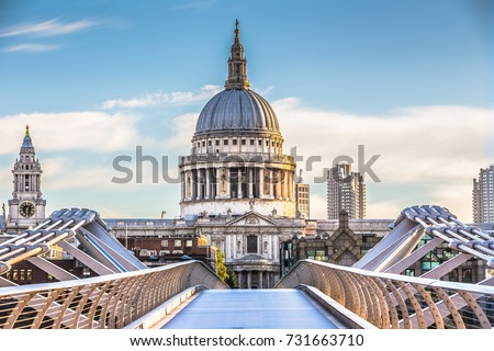 St. Paul's Cathedral and Millenium Bridge in London