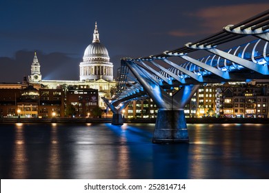 St Paul's Cathedral and Millennium Footbridge over the Thames
