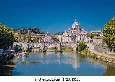 St Peter's Basilica In Rome With The Tiber